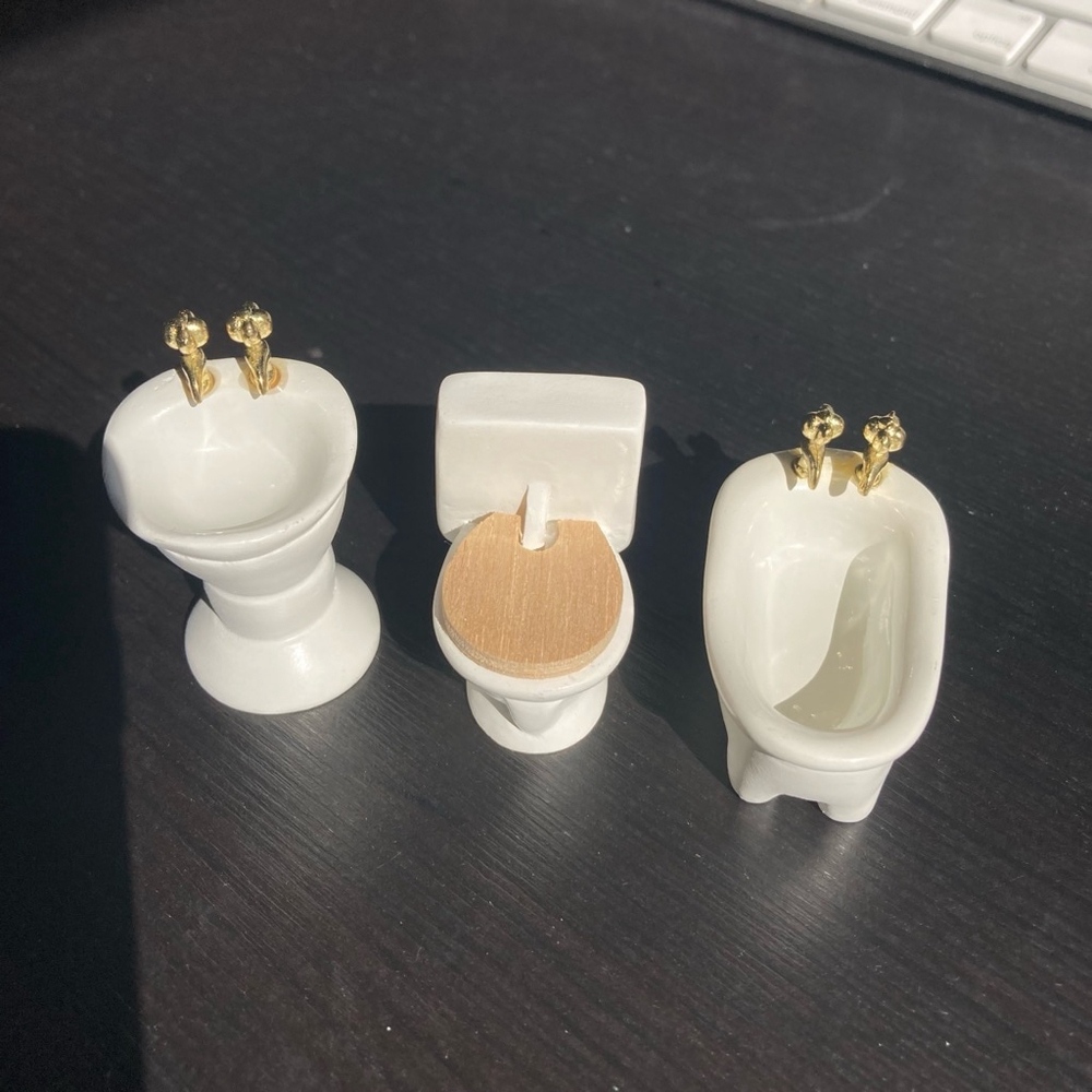 Unbranded White Bathroom Set Dollhouse Miniature